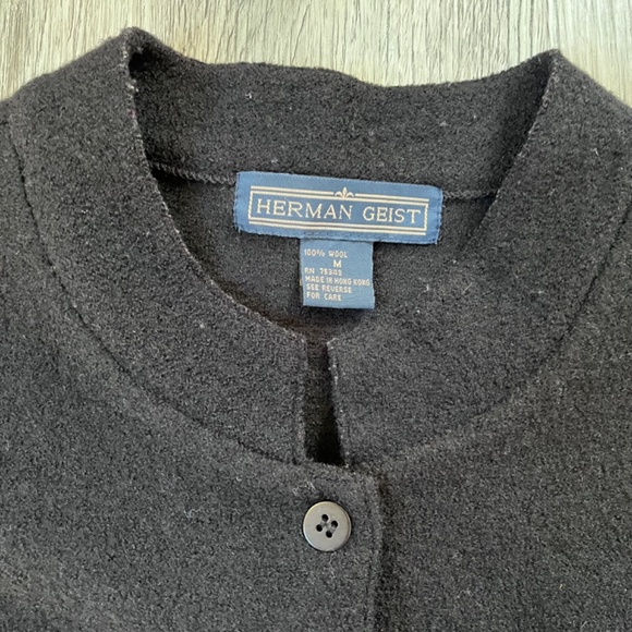 Herman Geist Vintage Wool Cardigan Sweater Jacket Button Pockets M gray - Picture 3 of 7